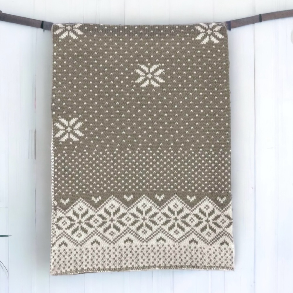 Knit Winter Scarf Simplicity Wide Long Wrap Reversible Unisex Taupe